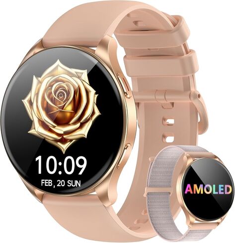 BlackView Smart Watch للنساء (مكالمات إجراء/إجابة) ، 1.43'''''''lefresternes tracker شاشة تعمل باللمس مع 100+ أوضاع رياضية ، معدل ضربات القلب/شاشة SPO2/Sleep/2 ، ساعة ذكية لـ iPhone & Android in Kuwait