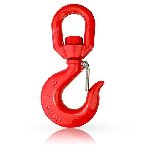 SCIEO 11 Ton Swivel Hook for Lifting - Heavy Duty Swivel Lifting Hook with Safety Latch | Self Locking Rigging Swivel Hook Grade 80 Hoist Swivel Eye Sling Hook for Crane with 24250 lbs Load Capacity in Saudi Arabia