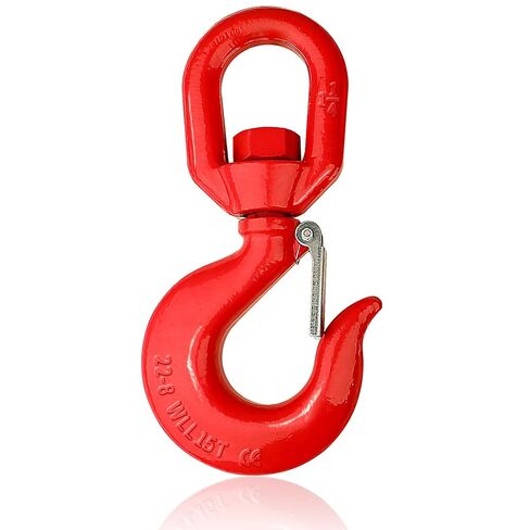 SCIEO 11 Ton Swivel Hook for Lifting - Heavy Duty Swivel Lifting Hook with Safety Latch | Self Locking Rigging Swivel Hook Grade 80 Hoist Swivel Eye Sling Hook for Crane with 24250 lbs Load Capacity in Saudi Arabia