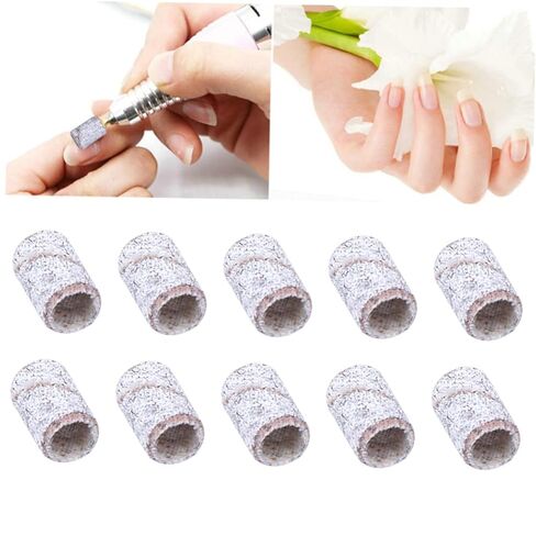 Baluue 100pcs Nail Sanding Bands for Nail Art and Manicure Polishing Sleeves for Electric Drill Suitable for Natural and Grey in Saudi Arabia