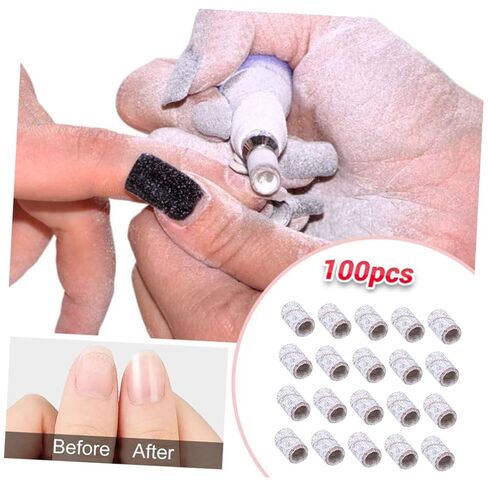 Baluue 100pcs Nail Sanding Bands for Nail Art and Manicure Polishing Sleeves for Electric Drill Suitable for Natural and Grey in Saudi Arabia