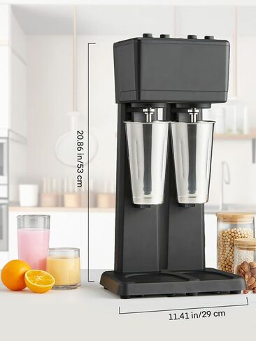 Milkshake Maker Machine, 375W x 2 Commercial Milk Shake Maker Mixer, Double Head Drink Mixer Blender Machine, 3-Speed Milkshake Blender with 2 x 27.7oz Stainless Steel Cups for Commercial in Saudi Arabia