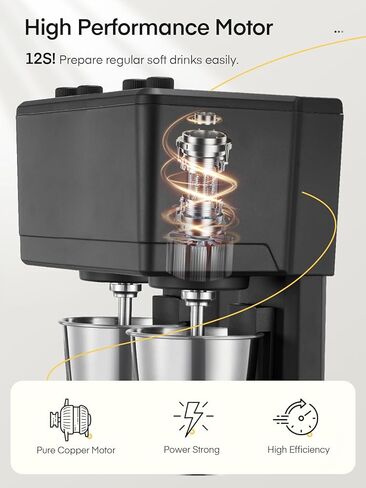 Milkshake Maker Machine, 375W x 2 Commercial Milk Shake Maker Mixer, Double Head Drink Mixer Blender Machine, 3-Speed Milkshake Blender with 2 x 27.7oz Stainless Steel Cups for Commercial in Saudi Arabia