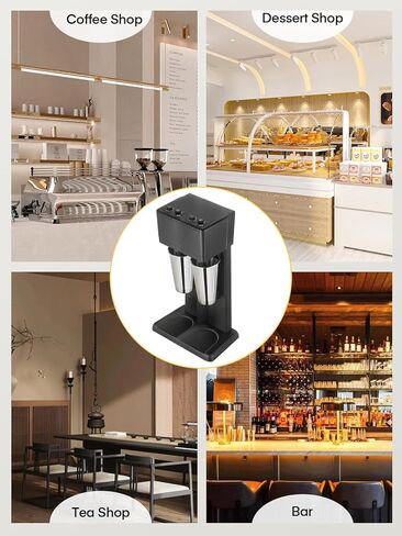 Milkshake Maker Machine, 375W x 2 Commercial Milk Shake Maker Mixer, Double Head Drink Mixer Blender Machine, 3-Speed Milkshake Blender with 2 x 27.7oz Stainless Steel Cups for Commercial in Saudi Arabia