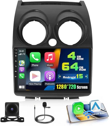 8core 4+64G-CAR Radio for Nissan Rogue Sport Qashqai 2006-2016-Android 15 Car Stereo with carplay wireless Android Auto-9 '' 1280*720 IPS Touch Screen Radio for Rogue Sport مع Bluetooth 5.0 DSP SWC in Kuwait