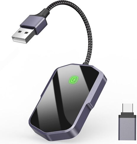 محول CarPlay اللاسلكي لـ Apple يحولون Wired إلى Carplay Dongle Dongle Low Forency iPhone Car Play Plugle & Play Mini Car Play Dongle for iOS 10+ fit for Cars USB A/C (Black Gray) in Kuwait