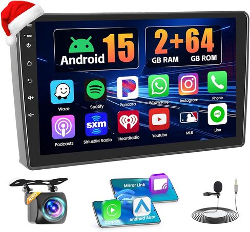 4+64GB Android 15 Car Radio for Ford Escape 2000-2006/Mazda Tribute 2000-2007/Mercury Mariner 2005-2007 with Carplay Android Auto ، 9 "شاشة تعمل باللمس-GPS WiFi Bluetooth 5.0 FM RDS 32EQ in Kuwait