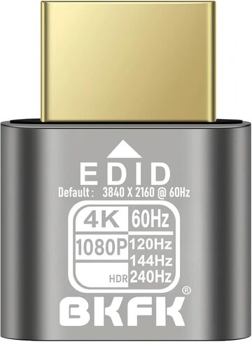 HDMI-Compatible Dummy Plug 1080p@60/120/144Hz HDR, Virtual Monitor EDID Emulator, Headless HDMI Adapter for Remote Desktop, Game Streaming(RGB, 12-bit Dithering, Peak 1015 nits) in Saudi Arabia