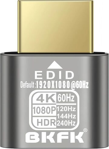 HDMI-Compatible Dummy Plug 1080p@60/120/144Hz HDR, Virtual Monitor EDID Emulator, Headless HDMI Adapter for Remote Desktop, Game Streaming(RGB, 12-bit Dithering, Peak 1015 nits) in Saudi Arabia