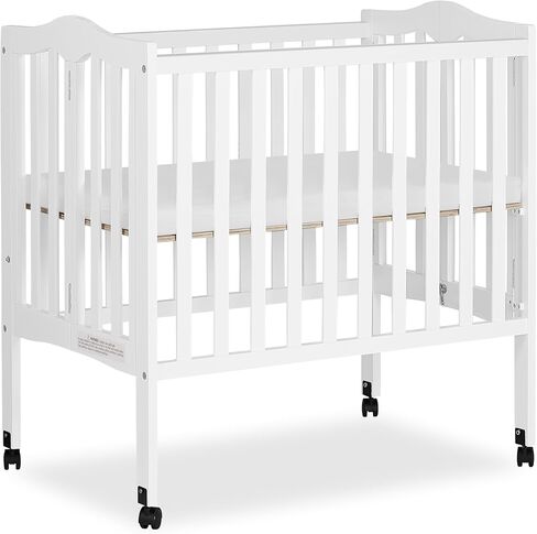 Dream On Me 2-In-1 Lightweight Folding Portable Stationary Side Crib In White, Greenguard Gold Certified, Baby Crib To Playpen, Folds Flat For Storage, Locking Wheels in Kuwait