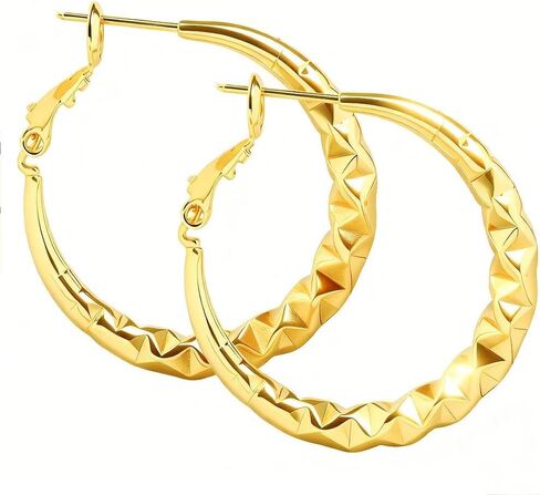 أقراط طوق Toheart Twisted for Women Gold Hoop أقراط Hypoallergenic in Kuwait