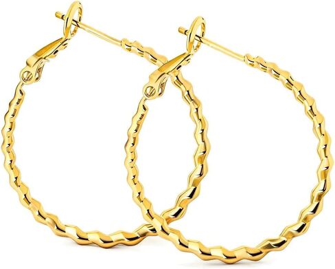أقراط طوق Toheart Twisted for Women Gold Hoop أقراط Hypoallergenic in Kuwait