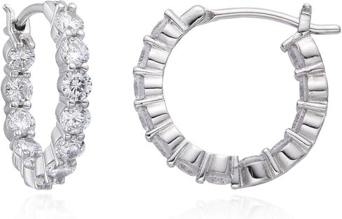 14K Gold-plated Cubic Zirconia Women's Earrings | Elegant Cubic Zirconia Gemstone Earrings with Inner Buttons in Saudi Arabia