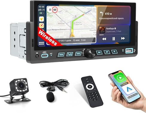 Single Din Touchscreen Radio 7'' Flip Out Screen Car Stereo with Bluetooth USB Type C Fast Charge Car Audio Receiver Backup Camera SWC FM MIC TF AUX in EQ in Kuwait