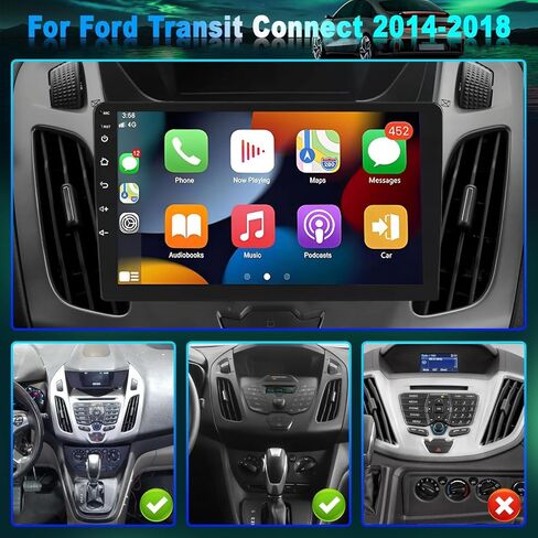 Android 13 Car Stereo Radio for Ford Transit/Tourneo Connect 2014-2018 7 Touch Screen Car Radio w/Carplay Android Auto GPS Navigation AHD SWC Backup Camera, 2+32G (9 Inch) in Saudi Arabia