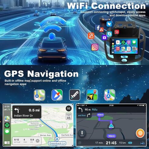 Android 13 Car Stereo Radio for Ford Transit/Tourneo Connect 2014-2018 7 Touch Screen Car Radio w/Carplay Android Auto GPS Navigation AHD SWC Backup Camera, 2+32G (9 Inch) in Saudi Arabia