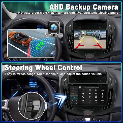 Android 13 Car Stereo Radio for Ford Transit/Tourneo Connect 2014-2018 7 Touch Screen Car Radio w/Carplay Android Auto GPS Navigation AHD SWC Backup Camera, 2+32G (9 Inch) in Saudi Arabia