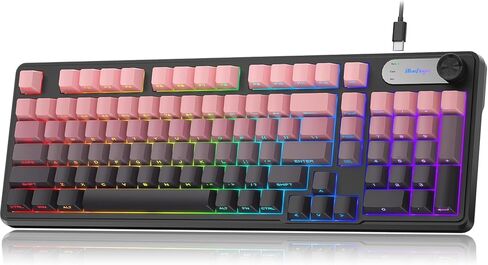 BlueFinger RGB Gaming Keyboard and Mouse Combo, 98 Key Wired USB-C Keyboard with Volume Knob, Quiet Mechanical Feel, Side Printed PBT Keycaps, LED Mouse with 4 DPI for MAC Xbox PC Gamer in Kuwait