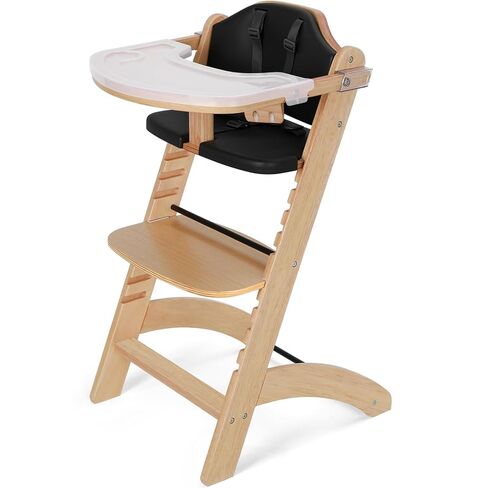 Cowiewie New Upgrade 3-in-1 Convertible Wooden High Chair for Babies & Toddlers 10 Levels Adjustable 3-Tier Remove & 2 Adjustable Wood Tray, 2 Waterproof Cozy Cushions Grey in Kuwait