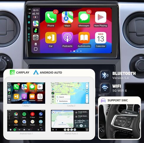9 بوصة لراديو ستريو ترقية Android 13 لـ F150 2009-2012 مع Carplay Android Auto 1080p Camera/BT5.4 ((4RAM 64 ROM) 9inch) in Kuwait