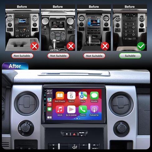 9 بوصة لراديو ستريو ترقية Android 13 لـ F150 2009-2012 مع Carplay Android Auto 1080p Camera/BT5.4 ((4RAM 64 ROM) 9inch) in Kuwait