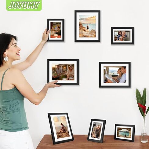 مجموعة إطار صورة 8x10 من 3 ، عرض الصور 5x7 مع حصيرة أو 8x10 بدون حصيرة ، إطارات الصور لتركيب الجدار أو شاشة أعلى الجدول ، أسود in Kuwait