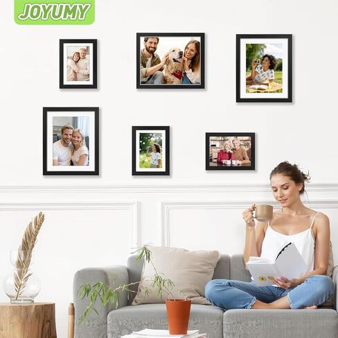 مجموعة إطار صورة 8x10 من 3 ، عرض الصور 5x7 مع حصيرة أو 8x10 بدون حصيرة ، إطارات الصور لتركيب الجدار أو شاشة أعلى الجدول ، أسود in Kuwait