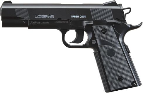 مسدس الهواء التكتيكي لانسر Sabre X1911 CO2 Airgun Pistol-480 FPS مع ضغط عالي 12 جرام وحقيبة من المعدن BBS in Kuwait