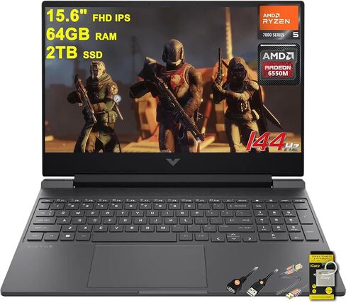 HP Victus 15 Gaming Laptop 15.6" FHD IPS 144Hz (AMD FreeSync Premium) AMD Hexa-core Ryzen 5 7535HS 16GB RAM 512GB SSD Radeon RX 6550M (>RTX3050) Backlit USB-C Fast Charging Win11 w/ICP Accessory in Saudi Arabia