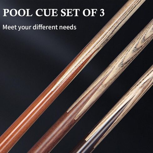 Kmise 9.5mm Pool Stick Set of 3, 57-inch 18oz 19oz 20oz Pool Cues, Splicing Process Handcraft Maras/Black Walnut/Chacate Preto Wood Cue Sticks for Adults Men Women Bar House Billiard Table Sport in Saudi Arabia