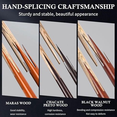 Kmise 9.5mm Pool Stick Set of 3, 57-inch 18oz 19oz 20oz Pool Cues, Splicing Process Handcraft Maras/Black Walnut/Chacate Preto Wood Cue Sticks for Adults Men Women Bar House Billiard Table Sport in Saudi Arabia