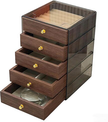 360-Degree Rotating Jewelry Organizer 3-Layer Acrylic Storage Box with Handle Clear Display Case for Jewelry Accessories Storage Box for Rings Earrings Necklace & Lipstick in Saudi Arabia