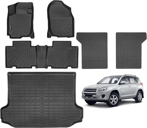 Naibeve Floor Mats for 2008-2013 Toyota Highlander - All Weather for Toyota Highlander Floor Mats Liners 3 Row & Cargo Liner & Seats Back Cover Behind The 3rd Row in Kuwait