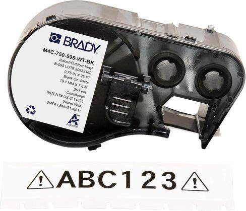 Brady Authentic (M4C-750-595-WT-BK) All-Weather Vinyl Labels 0.75 in W x 25ft Black on White. for use with The BMP41, BMP51, and M511 Label Printers in Saudi Arabia