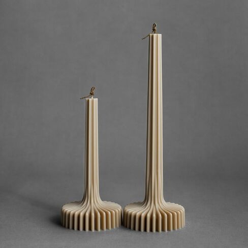 LAWA Set of 2 Vase Candle - Beautiful Handmade Pillar Unscented Soy Wax Elegant Aesthetic Candle Housewarming Gift Home Room Shelf Decor Idea White in Saudi Arabia
