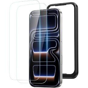 Nimaso for iPhone 17 Pro Max Screen Protector 6.9 بوصة ، 2 حزمة 9H صلبة HD Clear المقسّن العسكري العسكري ، مضاد للخلع ، مع أداة تثبيت سهلة in Kuwait