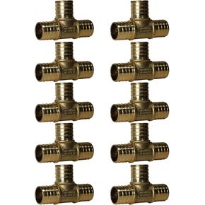 10 قطع XFITTING 1 بوصة × 1 بوصة × 1 بوصة PEX TEE - تركيبات تجعيد نحاسية (نحاس خالٍ من الرصاص) NSF، منفذ كامل in Kuwait