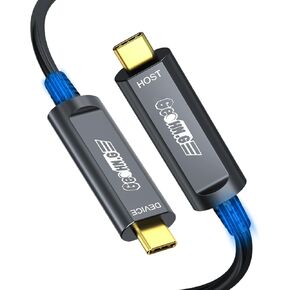 USB C Fiber Optic Cable Right Angle 33FT, 10Gbps Active Optical USB 3.2 Gen2 Cable with German SiliconLine Chip, Long Distance for Machine Vision, Logitech 4K Camera, VR/AR, Video Conference in Kuwait