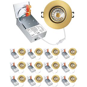 3 بوصة Gimbal LED ضوء غائر بدون إضاءة سفلية قابلة للدوران مع صندوق وصلات، مصباح سقف مقلة العين، قابل للتعتيم، 8 وات 5CCT قابل للتعديل، زخرفة مستديرة سوداء، 12 حزمة in Kuwait