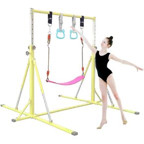 Foldable Gymnastics Bar,5FT Horizontal bar,Adjustable Kids Training bar for Kids Ages 3-15,Kids Gymnastics bar,Triangle Stable Structure-Gym Equipment for Home in Kuwait