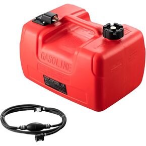 VEVOR Boat Marine Fuel Tank, 12 Gallon/55L, Portable Fuel Gas Tank for Outboard Engine Boats, Plastic Outboard Marine Boat Fuel Tank with Hose, Easy to Carry for Yacht, Fishing & Deck Boat, Red in Saudi Arabia