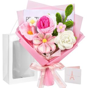 Crochet Flowers Gifts for Women,Mothers Day Flowers Gifts for Mom Wife,Gouraml 9Pcs Handmade Completed Crochet Flowers Bouquet for Women Best Friend Girlfriend Anniversary Graduation Day Wedding Home in Saudi Arabia