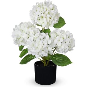 Hollyone زهور بخور مريم الاصطناعية نبات بوعاء زهور الحرير وهمية النباتات في وعاء أبيض زهور بخور مريم فو الأحمر in Kuwait