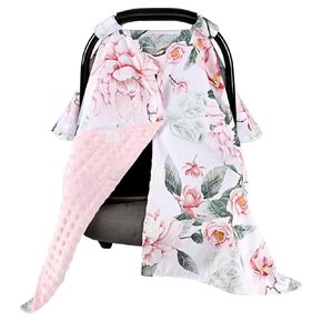 Baby Car Seat Cover, Breathable Infant Carseat Cover for Summer Peekaboo Opening Car Seat Canopy Cover, Nursing Cover for Baby Boys Girls (Pink Floral) in Kuwait