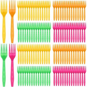 360 قطعة من شوكات بلاستيكية للاستعمال مرة واحدة بألوان قوس قزح من Tioncy شوك بلاستيكية ملونة للاستعمال مرة واحدة للنزهات والحفلات والمطاعم والمناسبات الخارجية (أحمر برتقالي أصفر أخضر أزرق أرجواني) in Kuwait