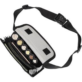 موزع عملة عملة الولايات المتحدة ، فاني حزمة مع نوادل الأوراق النقدية منظم عملة العملات المعدنية ، حقيبة تخزين عملة أسود مع حزام لخادم نادلة أمين الصندوق. in Kuwait