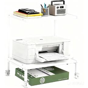 Printer Stand with Storage for Desk, 2 Tier Desktop Printer Stand-Multi-Purpose Desk Organizer, Large Wooden Printer Table for Folders,Books,for Fax Machine, Scanner,Home Office, 3D Printer in Kuwait