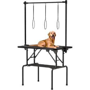 32 Inch Foldable Dog Grooming Table with Adjustable Arm, Nooses & Storage Basket - Non-Slip Pet Grooming Station for Dogs & Cats - Supports Up to 300 lbs (32 inches) in Saudi Arabia
