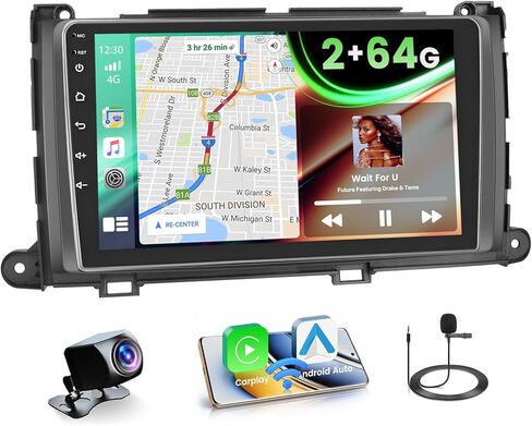 2+64GB Android 15 Car Stereo for Toyota Sienna 2011-2014 Wireless Carplay, 9'' Touch Screen Car Radio Android Auto, GPS Navi, WiFi, Bluetooth Audio Receiver, SWC, Backup Camera, FM RDS Radio in Saudi Arabia