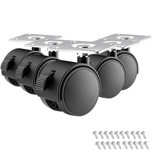 مجموعة عجلات أثاث مقاس 2.54 سم مكونة من 5 عجلات بلاستيكية لعربة الاستبدال، وعجلات دوارة صغيرة من بلاستيك النايلون الأسود مع براغي، تستخدم لمقاعد العمل وطاولة خزانة الأدراج المتحركة in Kuwait
